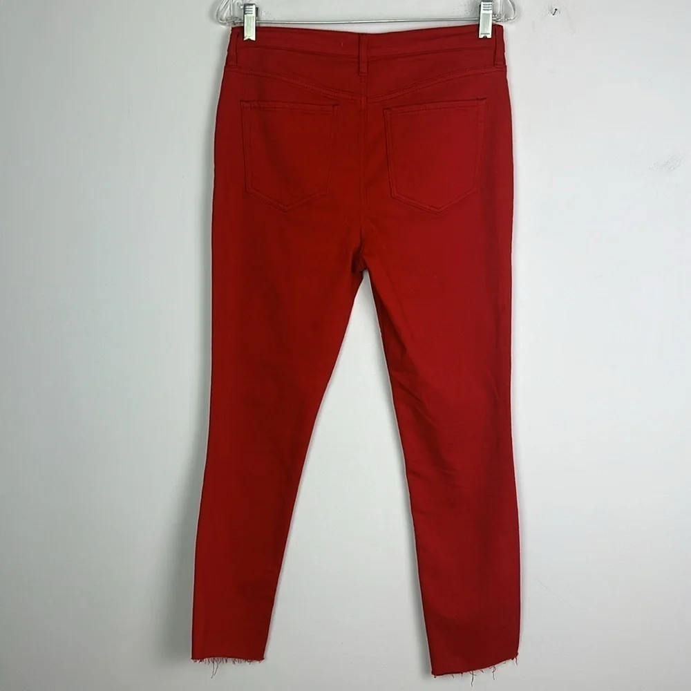 Free People Reagan Raw Jeans Size 31 Skinny Red Cotton Modal Stretch Button Fly - Picture 9 of 16